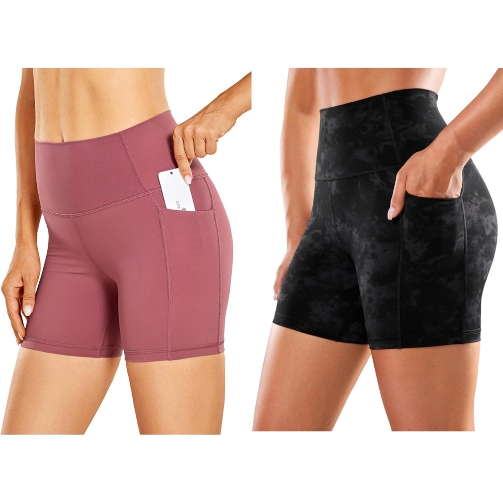 2 pack - CRZ YOGA Naked Feeling Biker High Rise Shorts 5” Inseam - Medium